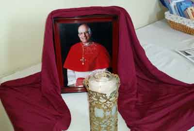 Vestibule shrine of Cardinal George on Sunday, April 19, 2015.